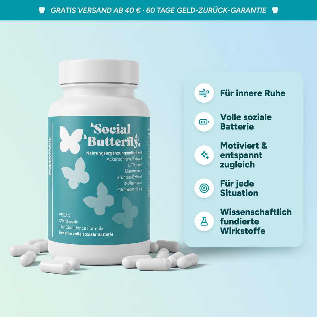 Social Butterfly Dose mit 120 Kapseln, Nahrungsergänzungsmittel von HappyHours